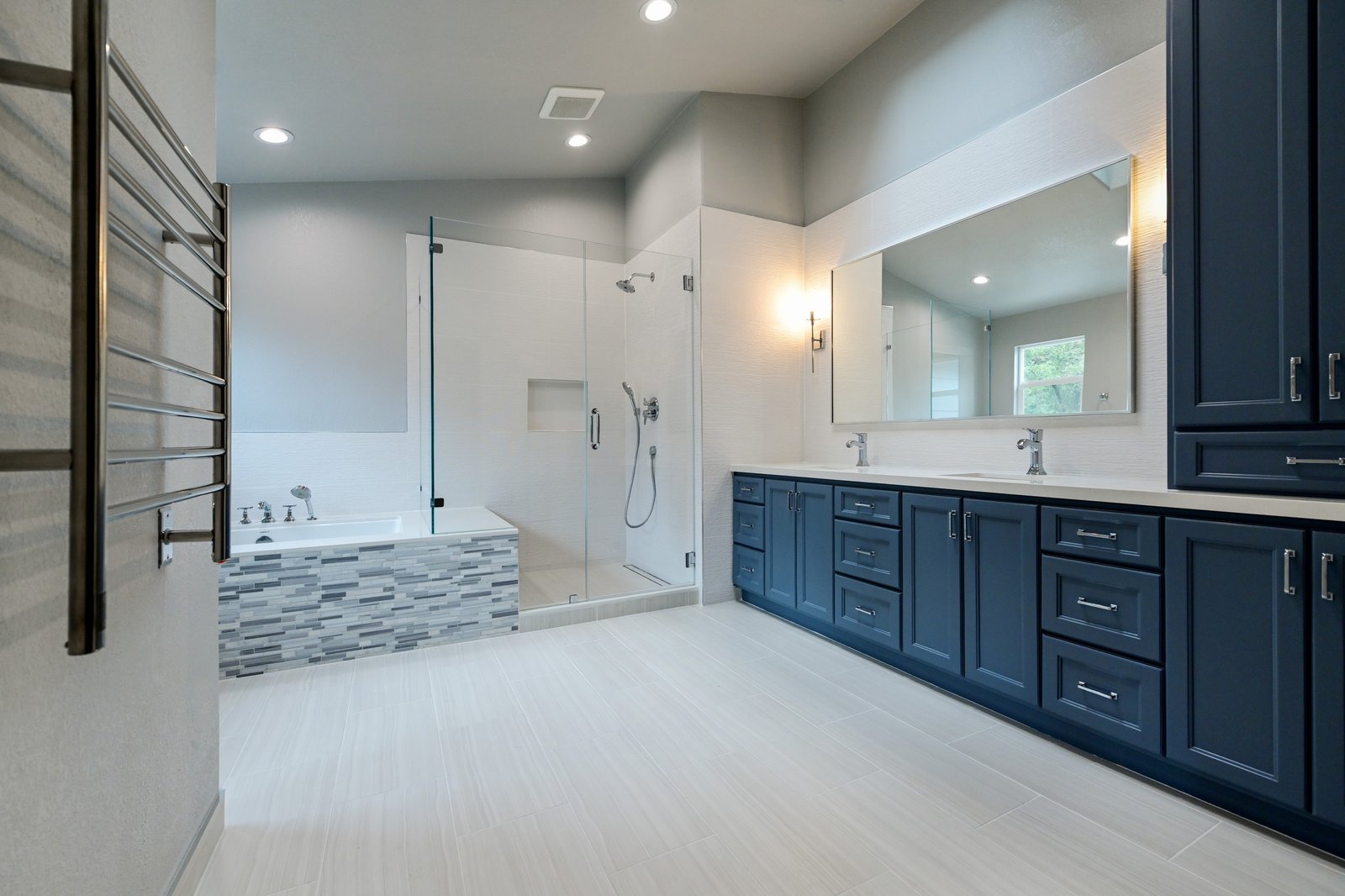 Modern master bathroom remodel in Cypress, TX by Capital K Contractors